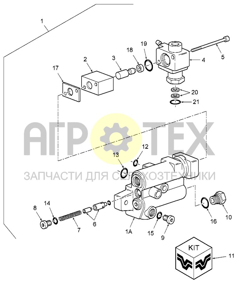 Чертеж Клапан тормозов прицепа в сборе (GT.08.004)